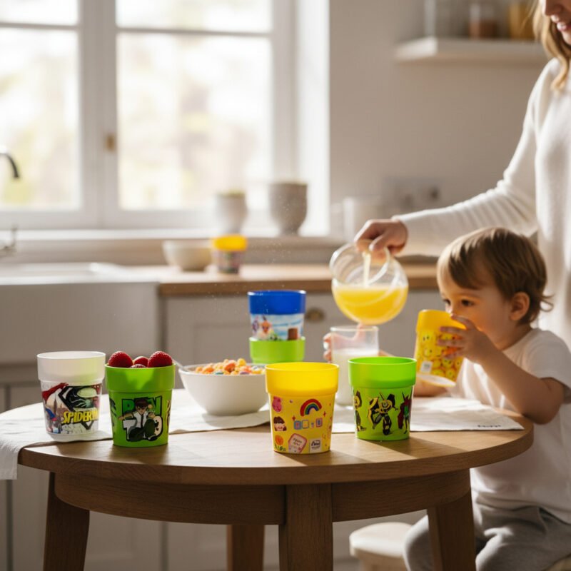 Kidco Pure Plastic Glass with Ben 10 and Tangled cartoon prints.