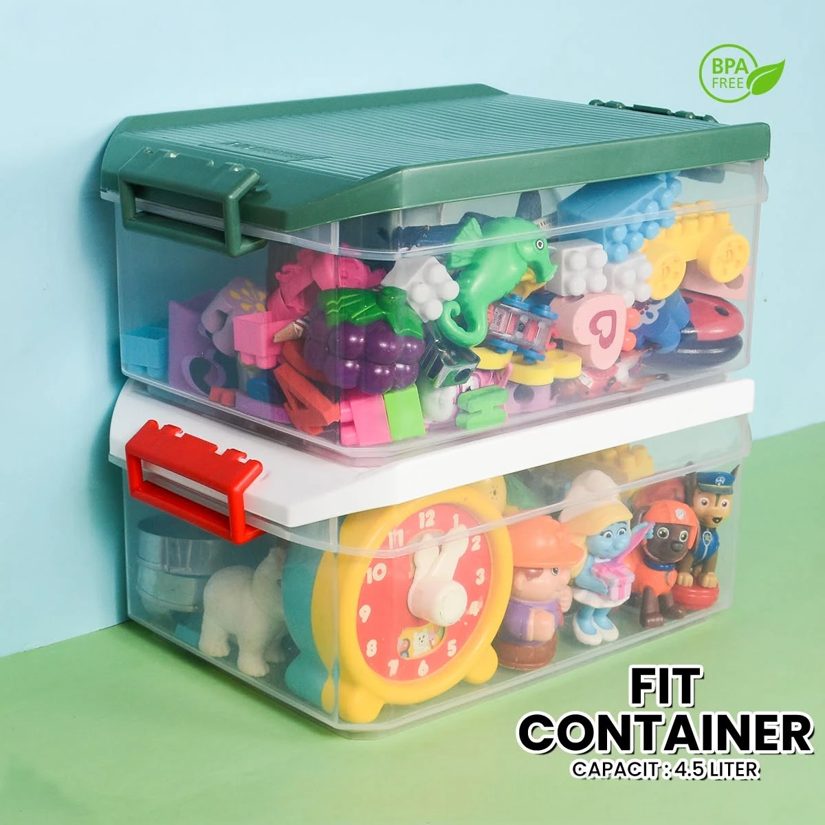 maxware-fit-container-4.5-liter-storage-box-pakistan.jpg Maxware Fit Container 4.5 liter clear plastic storage box with red lid and carry handle used for fridge and kitchen organization