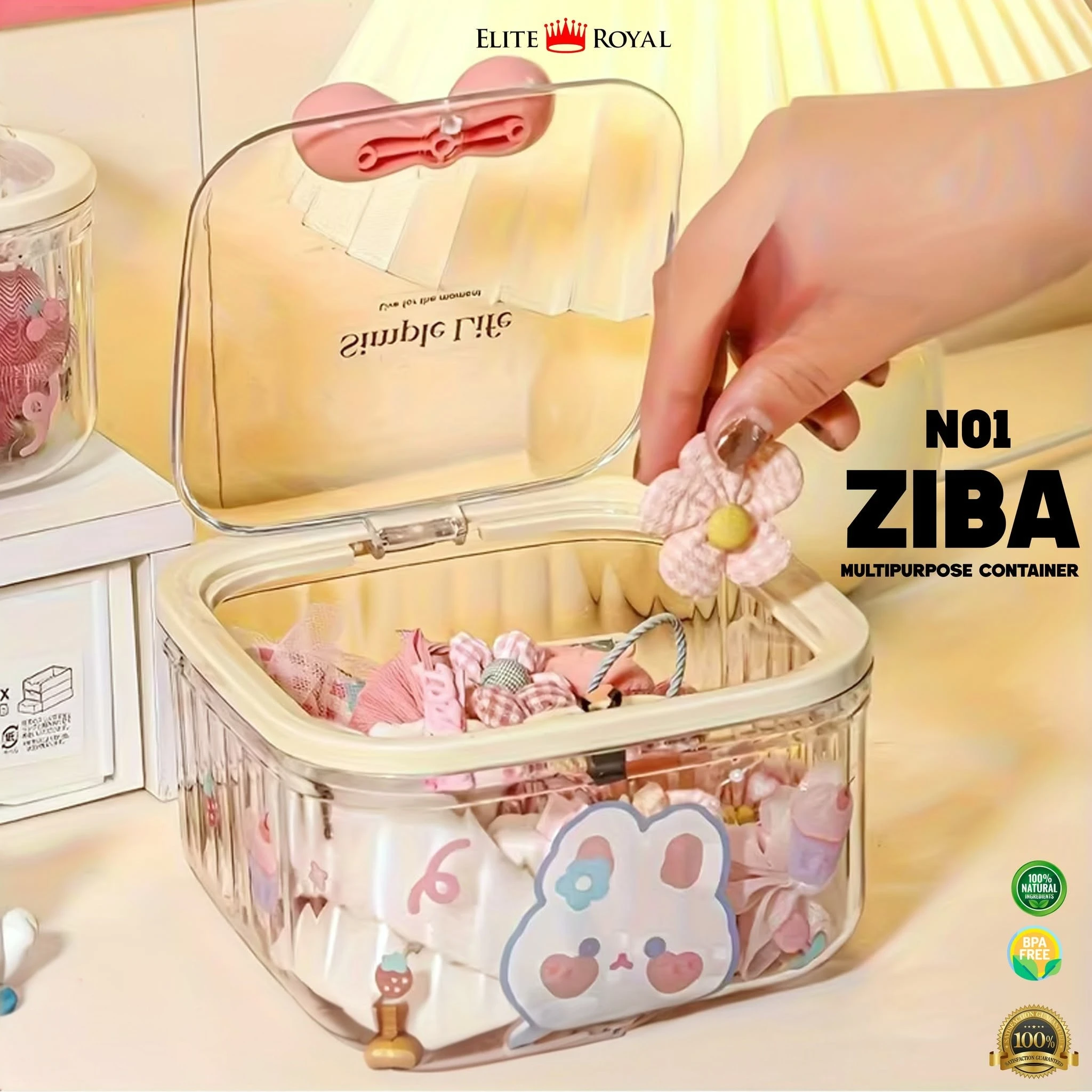 multipurpose-transparent-storage-box-pakistan.jpg Transparent multipurpose storage box with flip lid holding makeup, stationery and accessories