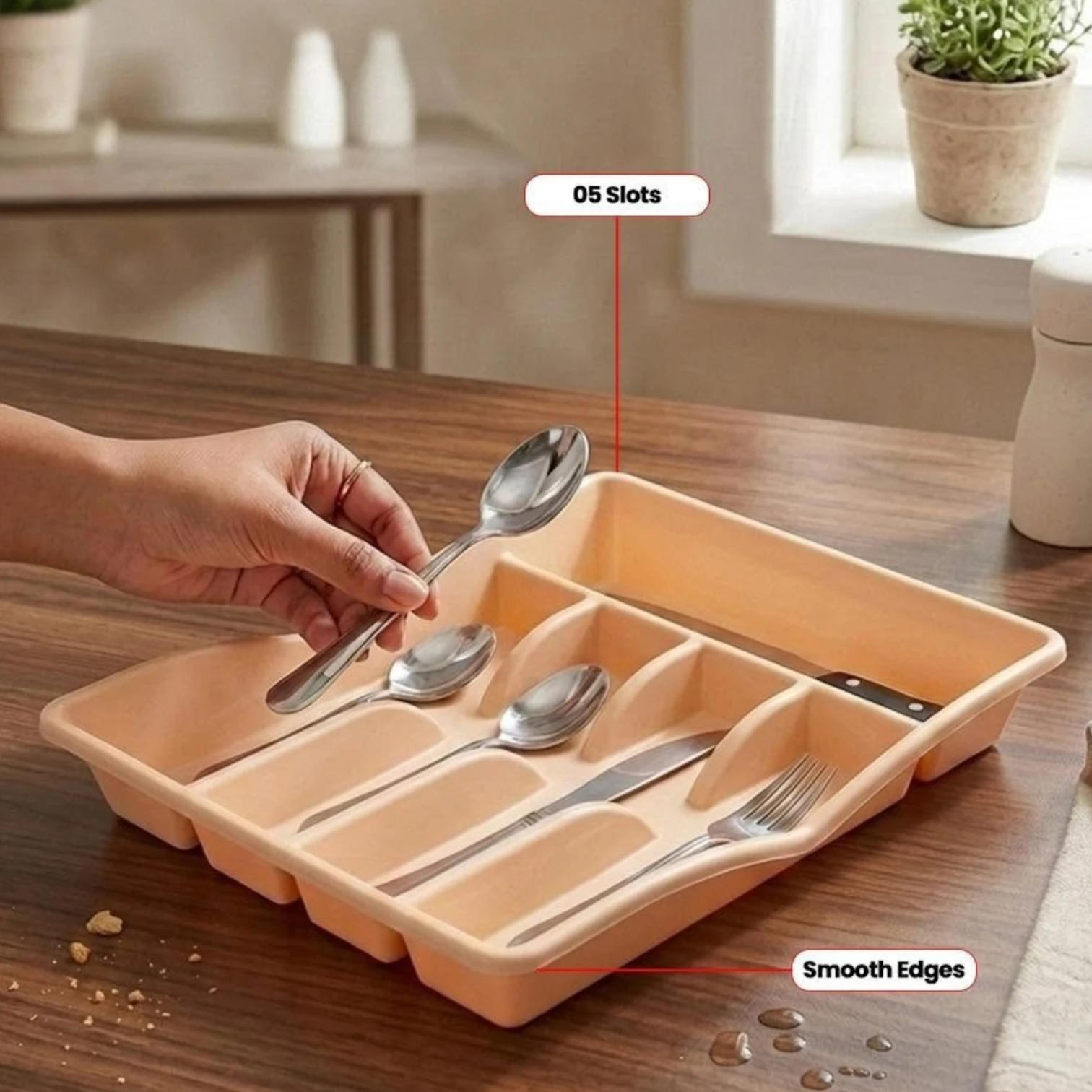 5-slot-plastic-cutlery-tray-drawer-organizer-pakistan.jpg 5 Slot Plastic Cutlery Tray drawer organizer for spoons forks and knives in kitchen