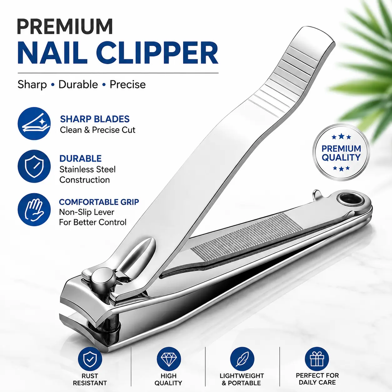 korean-nail-cutter-stainless-steel-pakistan.jpg Korean style stainless steel nail cutter with a curved sharp blade and a built-in nail file on the lever