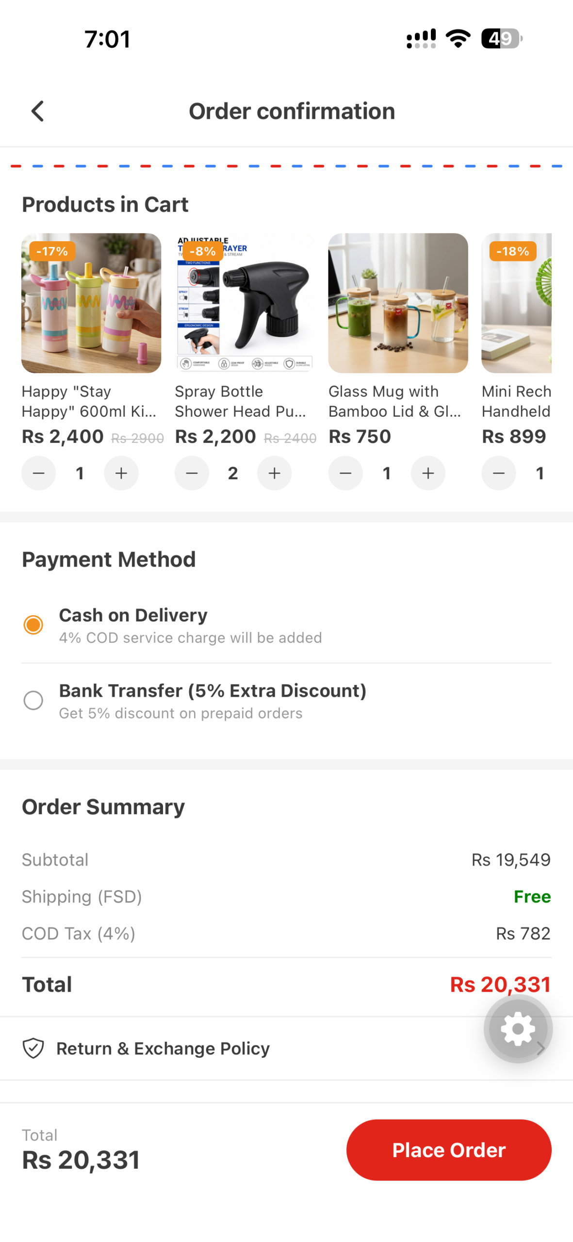 JSONS Home Store app screen 4